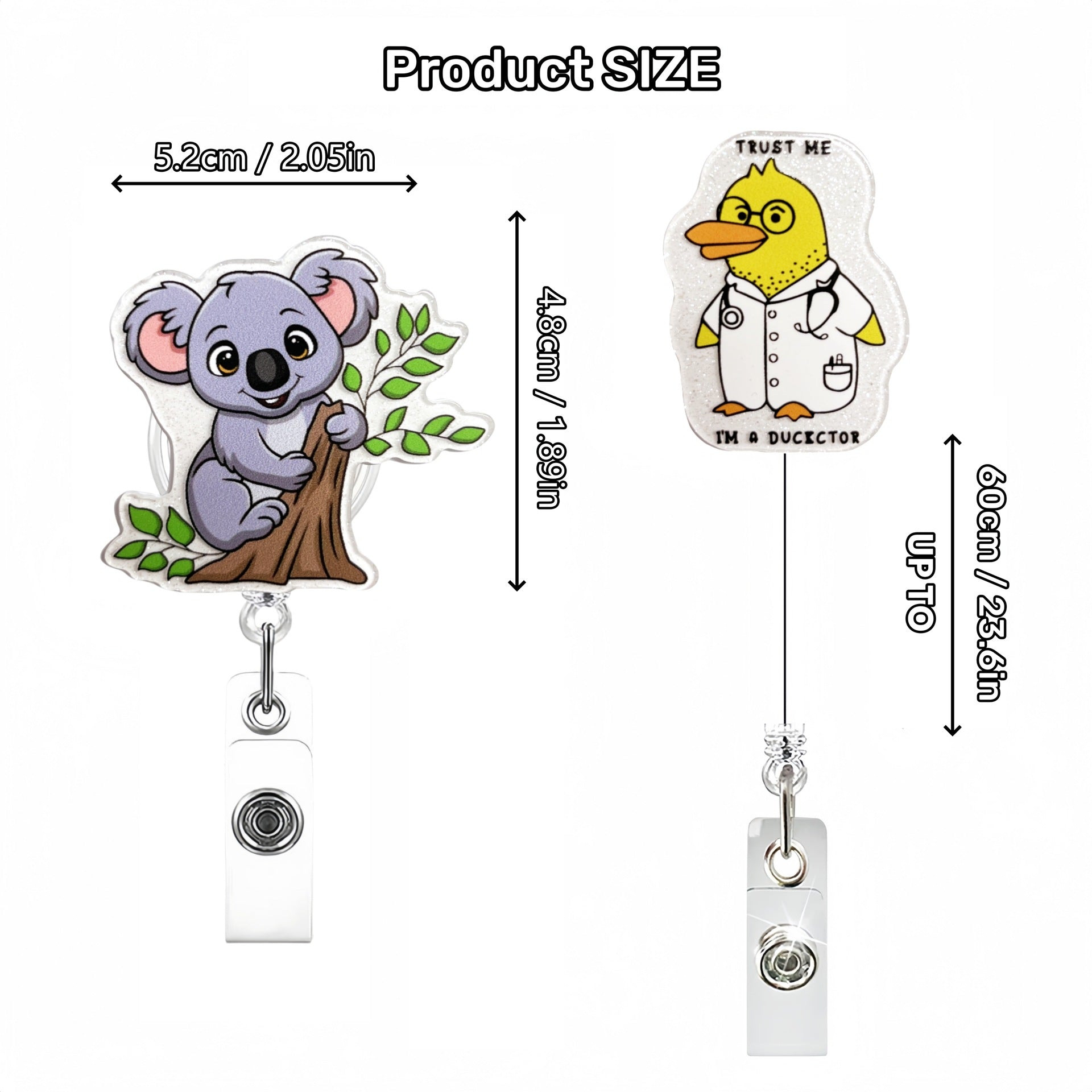 Wholesale Creative Animal Quotes Acrylic DIY Retractable Pull-Down Keychain