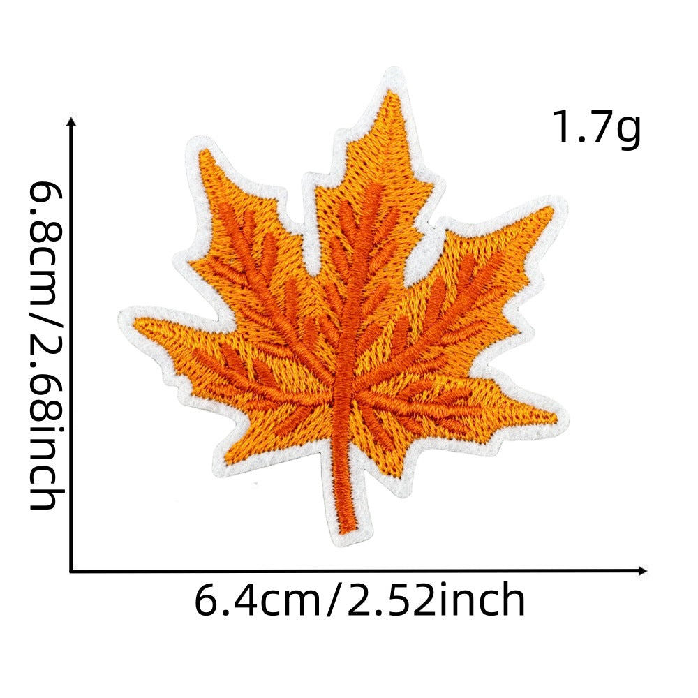 Wholesale Cartoon Autumn Harvest Embroidered Patches Pumpkin Maple Leaf Honey Pot Party Applique Decorative Craft Supply For Clothing Resale