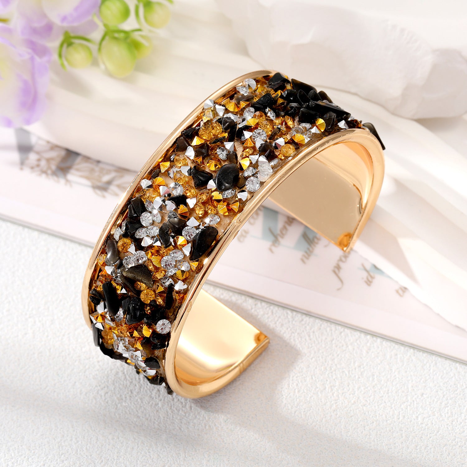 Wholesale Colored Gravel Inlaid Colored Diamond Fine Alloy Bracelet