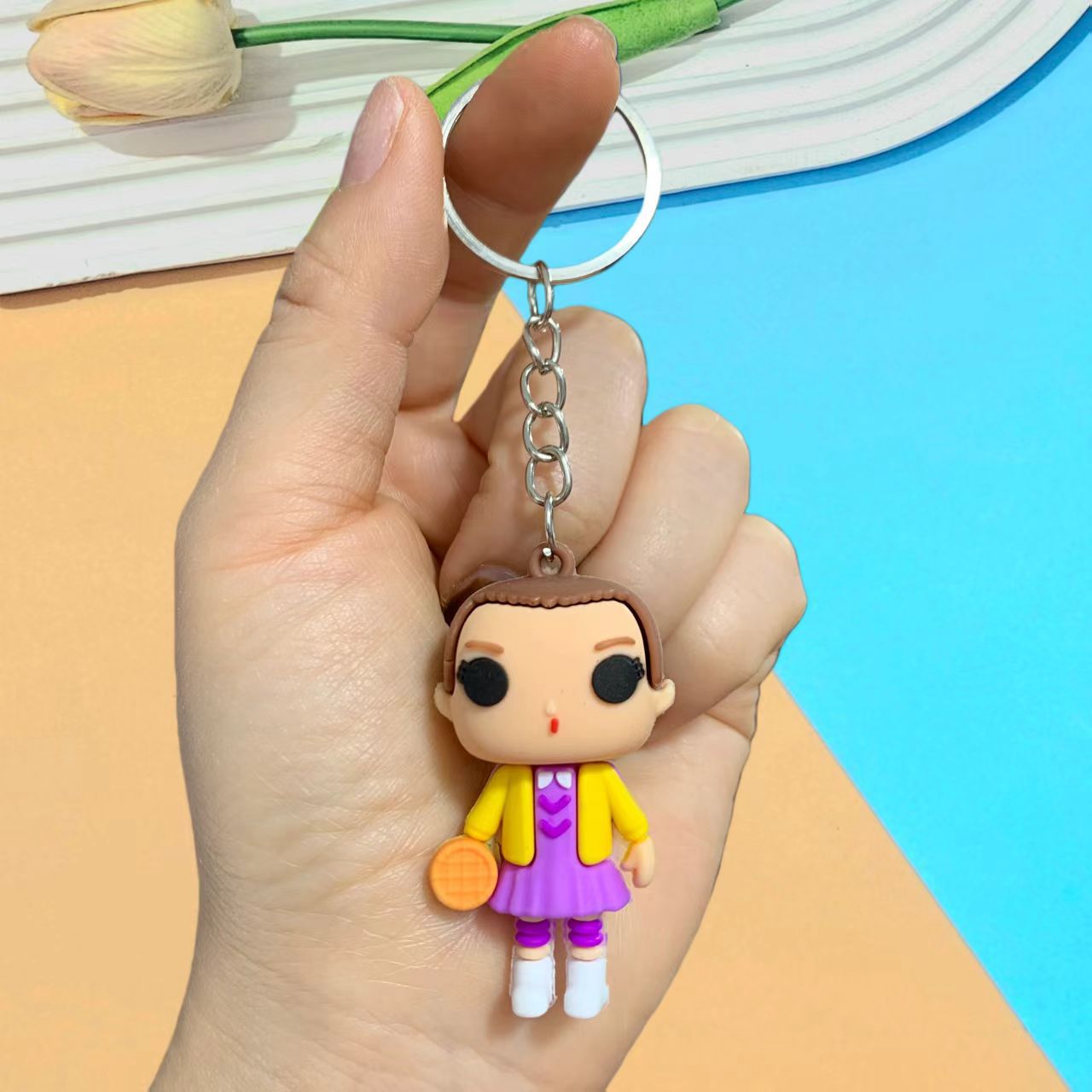 Wholesale Colorful cartoon flowers Keychains