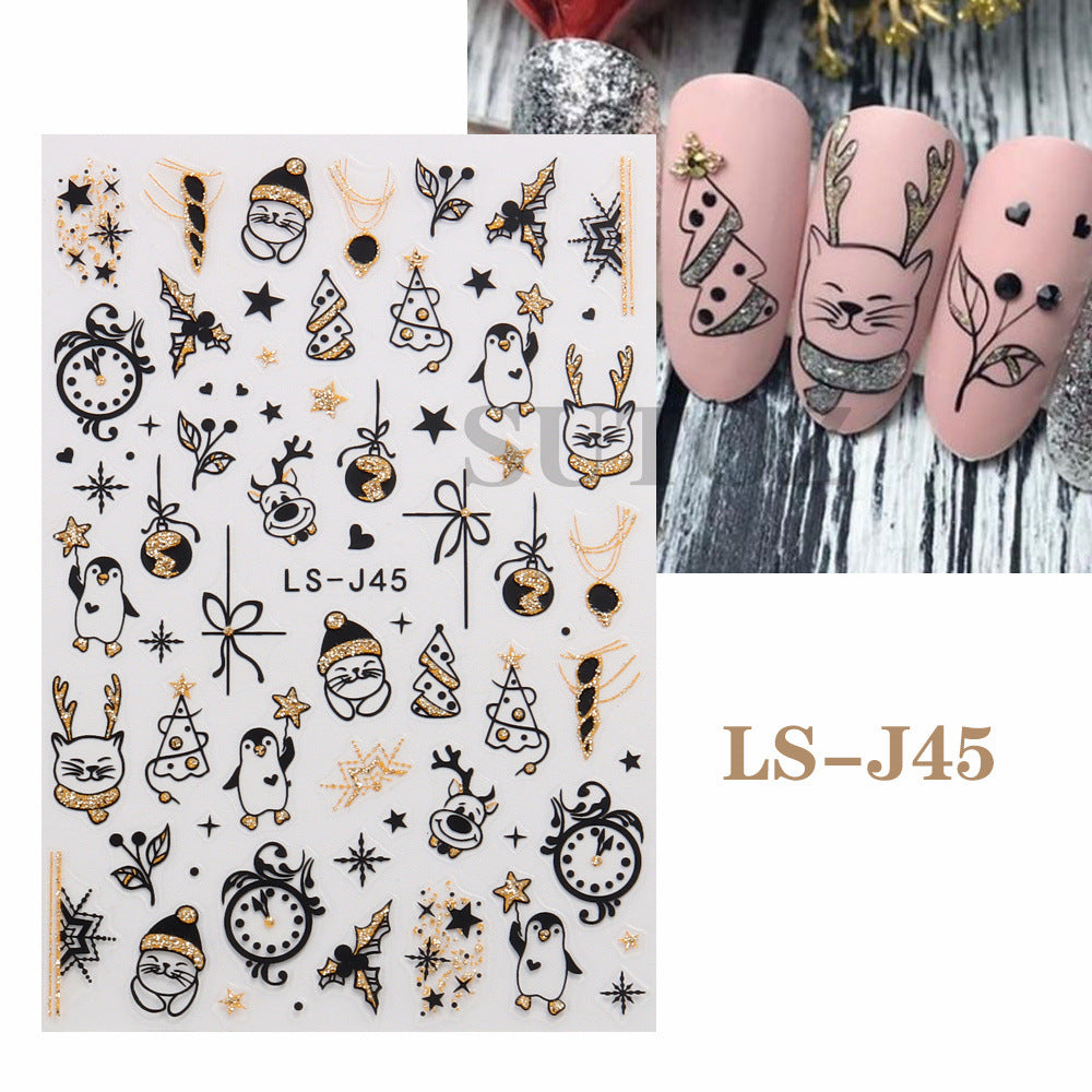 Wholesale 3pcs Nail Art Stickers New Year' s Countdown Glitter Adhesive Decals