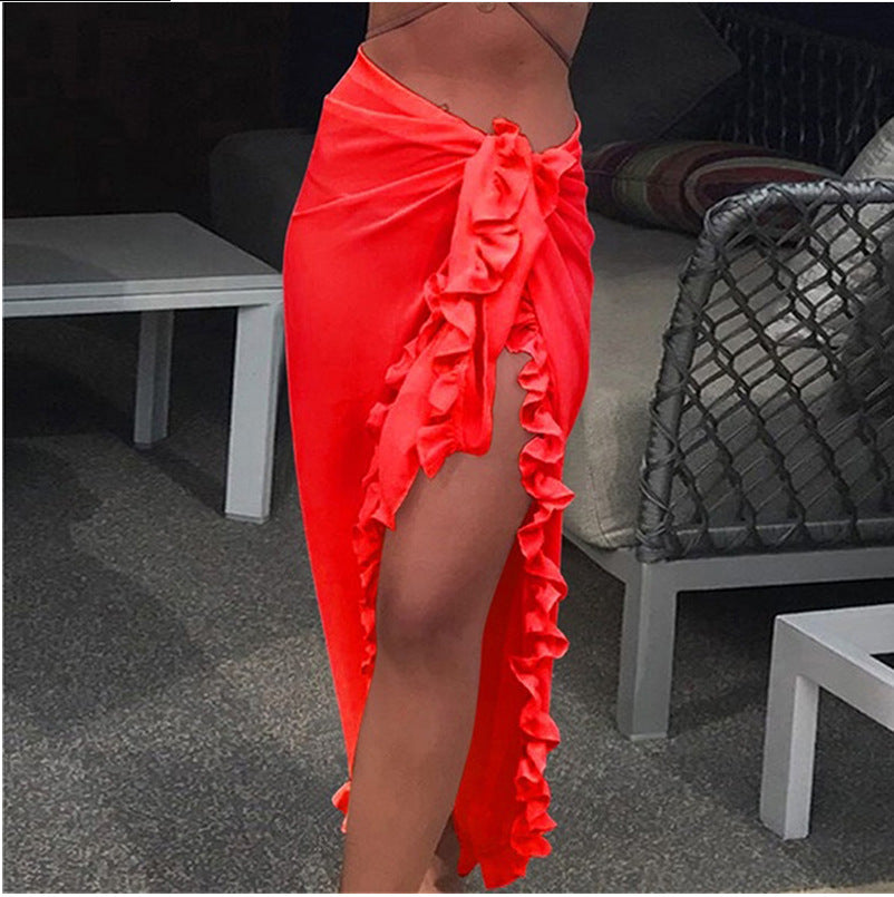 Wholesale Outdoor Sun Protection Ruffle Chiffon Skirt