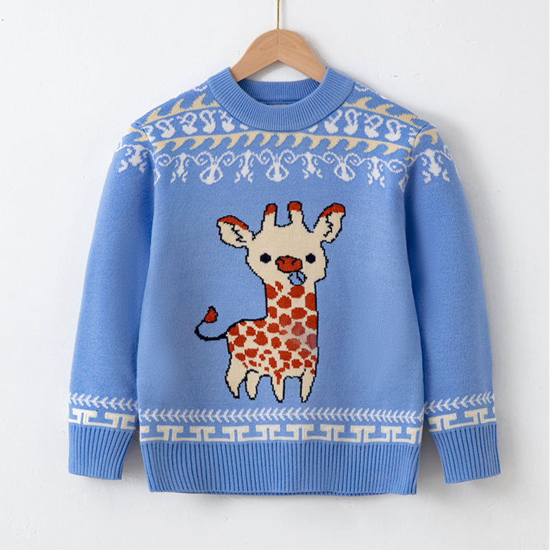Wholesale Autumn/Winter Christmas Cartoon Round Neck Stretch Knitted Baby Clothes