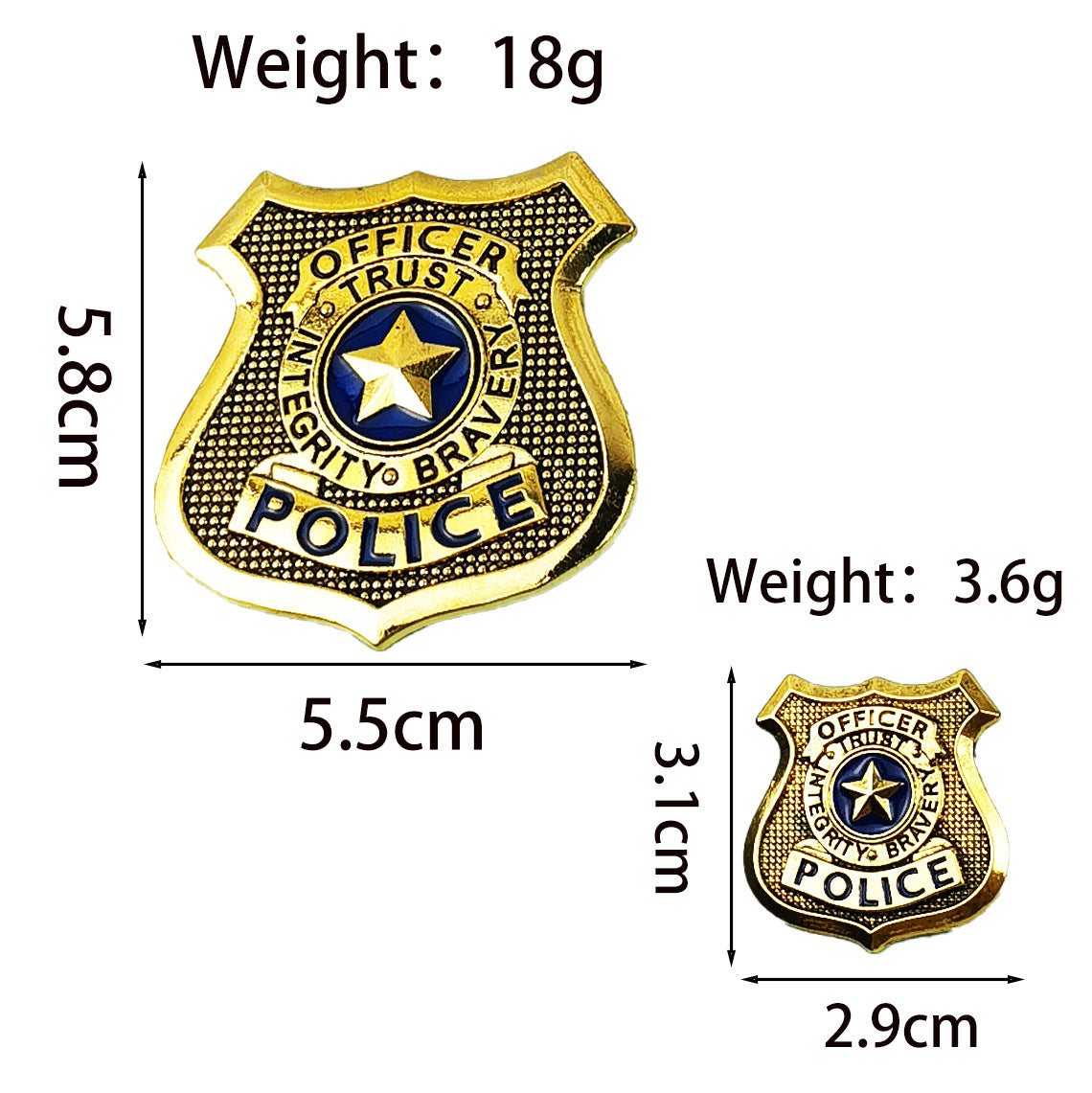 Wholesale Golden cartoon police officer badge accessory badge OLY Exclusive