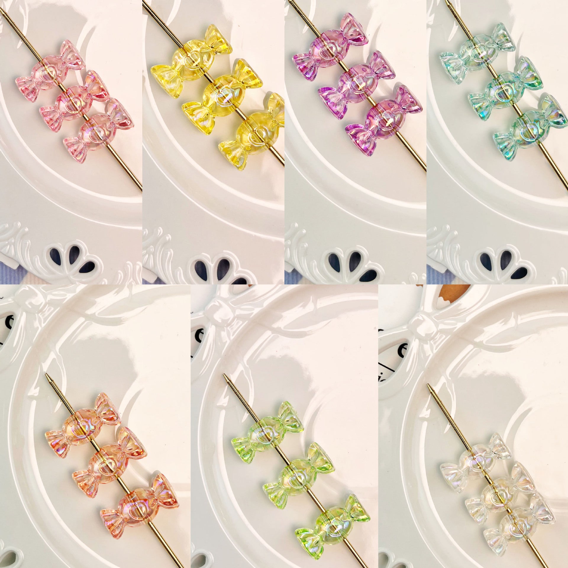 Wholesale 10pcs Colored transparent heart-shaped candy Acrylic Beads