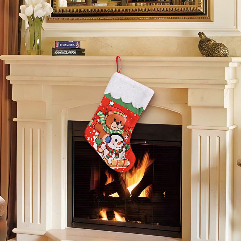 Wholesale Christmas Ornaments Plush Christmas Stocking Gift Bag