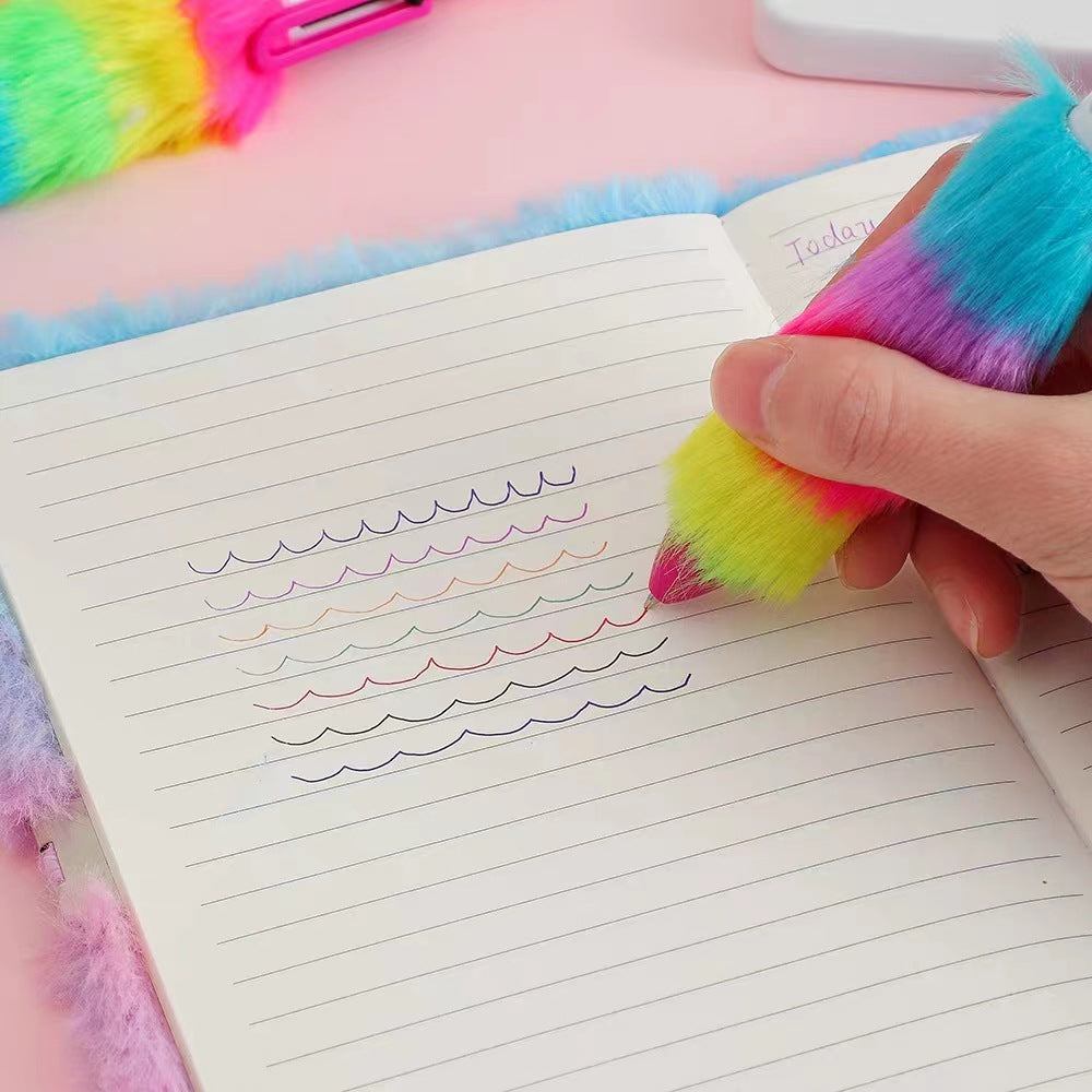 Wholesale Rainbow Plush Multicolor Ballpoint Pen