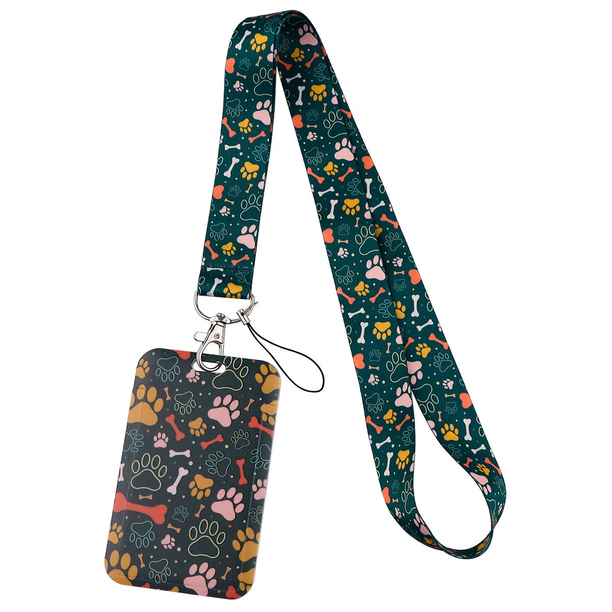 Wholesale Puppy Dog Paw Print Card Holder Webbing Polyester Lanyard Keychain