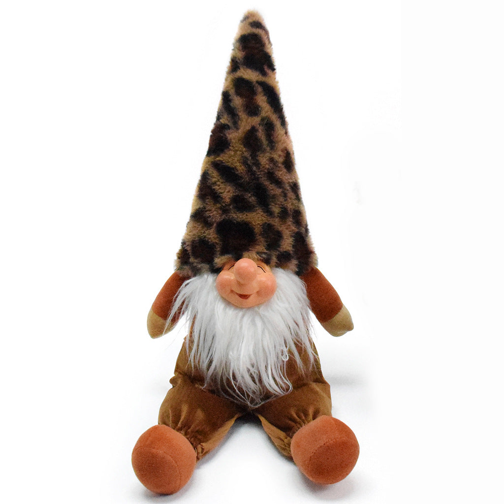 Wholesale Secondhand leopard print plush gnome doll ornaments