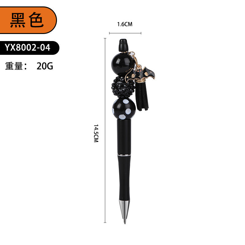 Wholesale 2pcs Beaded Pens DIY Halloween Creative Fun Rhinestone Pumpkin Skull Tassel Ballpoint Pen