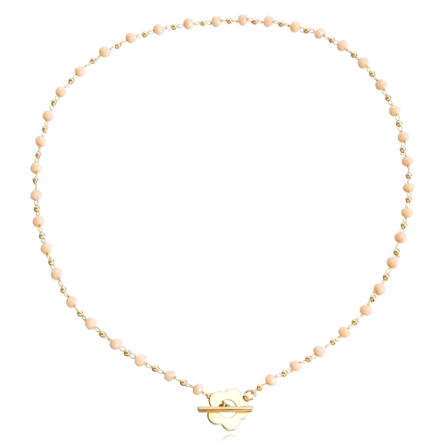 Cadena de cuentas de vidrio de cristal negro al por mayor ot hebilla de aleación de flores cortas