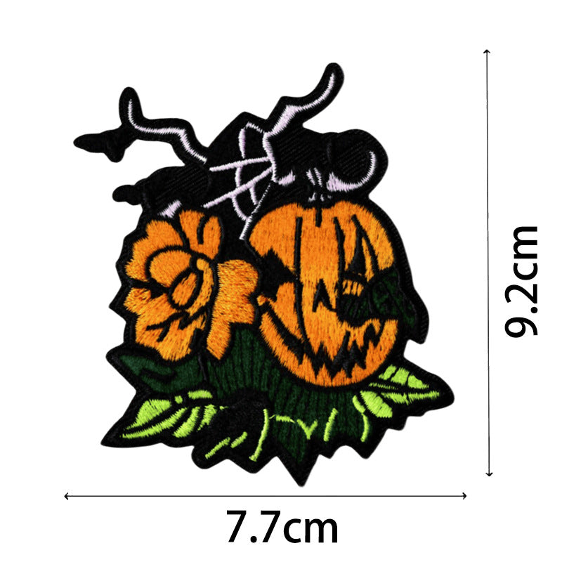 Wholesale Halloween Hot Melt Adhesive Patch with Pumpkin Bat Embroidery Decoration FS