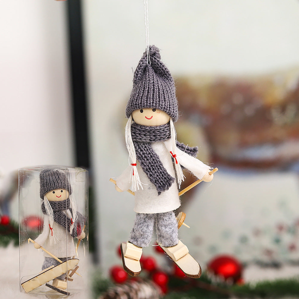 Wholesale Christmas Decorations Ornaments Wooden Ski Dolls Dolls