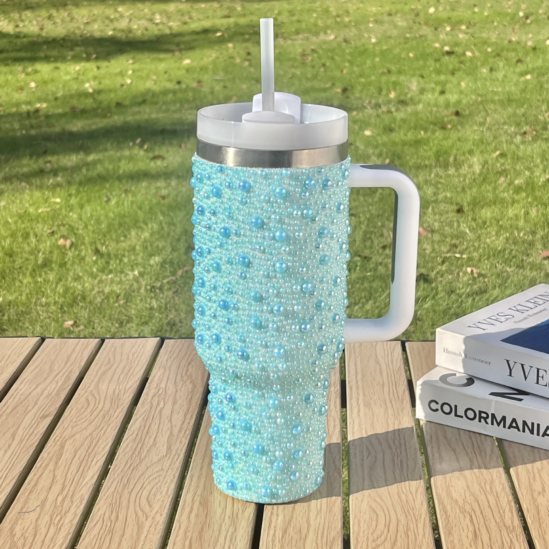 Wholesale diamond 40oz vacuum ice cup with handle portable car cup