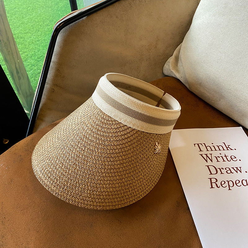 Wholesale Straw cap with hollow top and no headband Sun protection sun hat