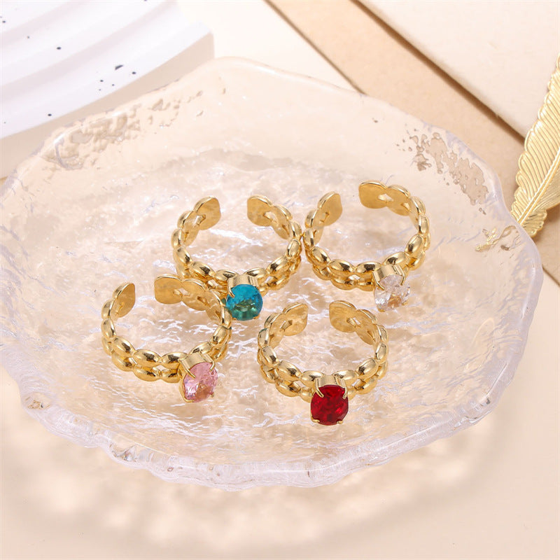 Wholesale Stainless Steel Zircon Inlaid Ring