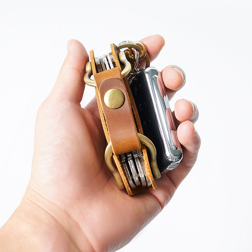 Wholesale Cowhide Creative Household Handmade Storage Leather Keychain