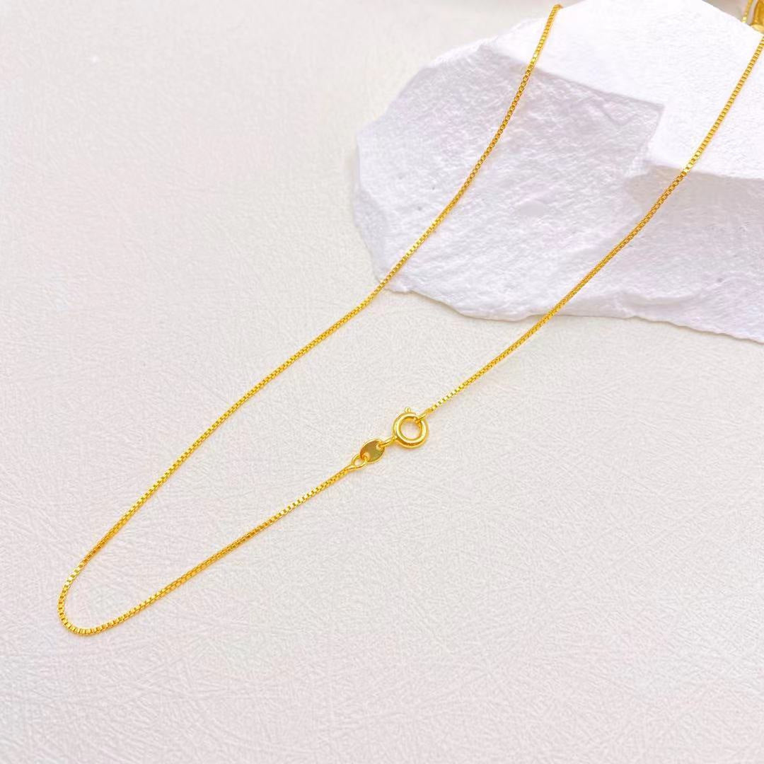 Wholesale 12pcs Gold-plated Simple Plain Chain Snake Bone Chain Box Pearl Necklaces