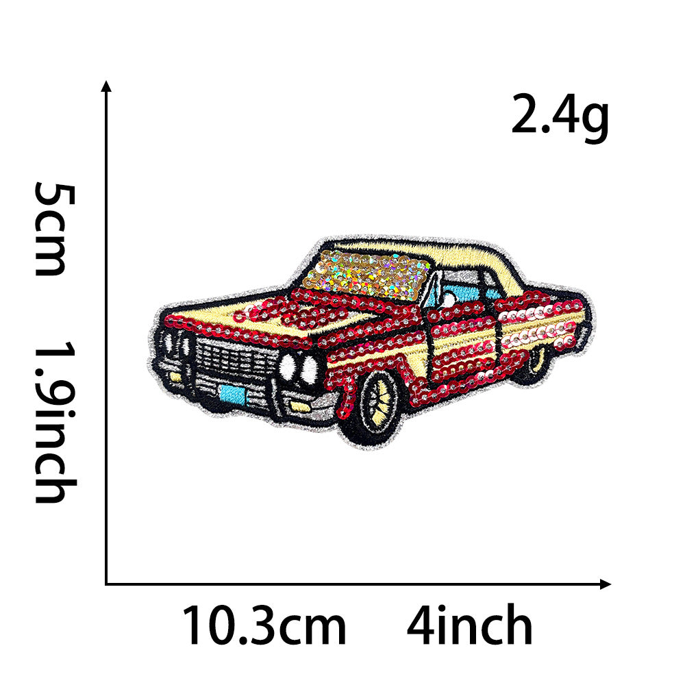 Wholesale Trendy Hawaiian Surf Truck Multicolor Sequin Embroidered Patch Iron On Back DIY Resale Accessory