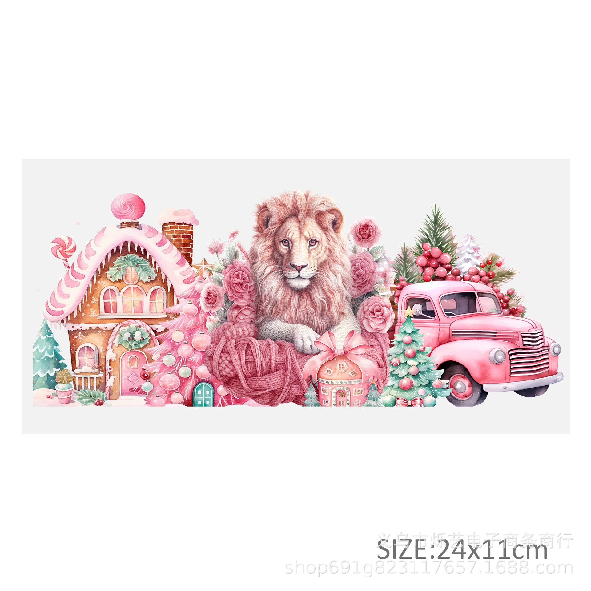 Wholesale Cute Animal Christmas Pink 16oz Cup UV DTF Wraps