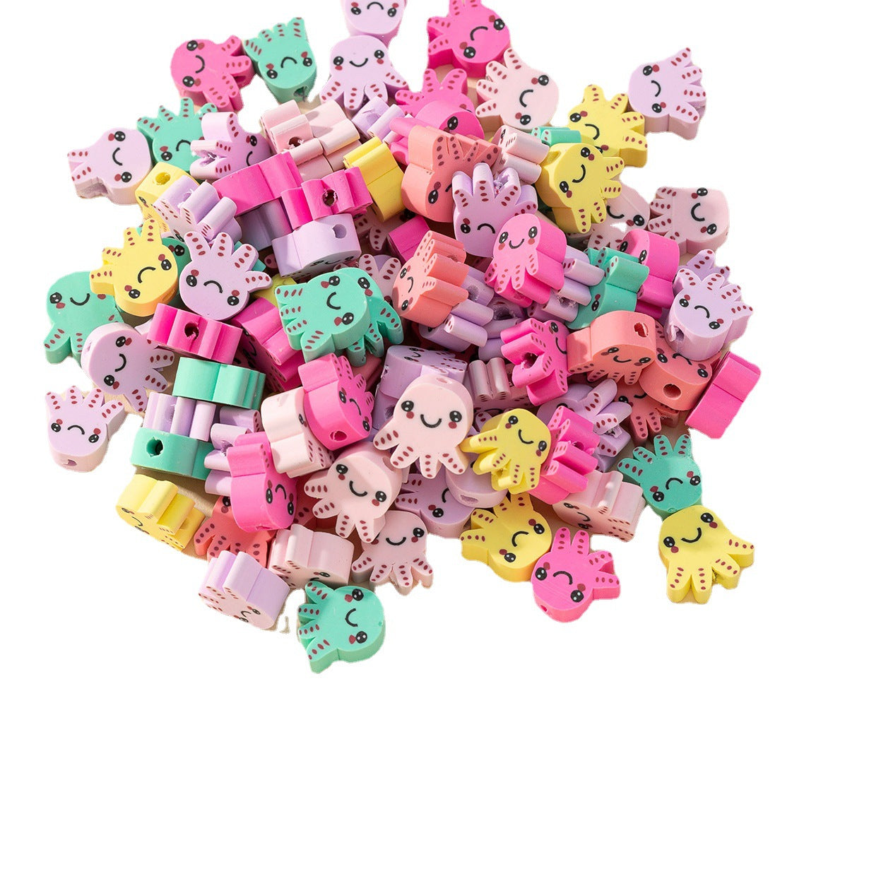 Wholesale 100pcs/pack Cartoon Cute Octopus Shape Soft Pottery Sliced Beads