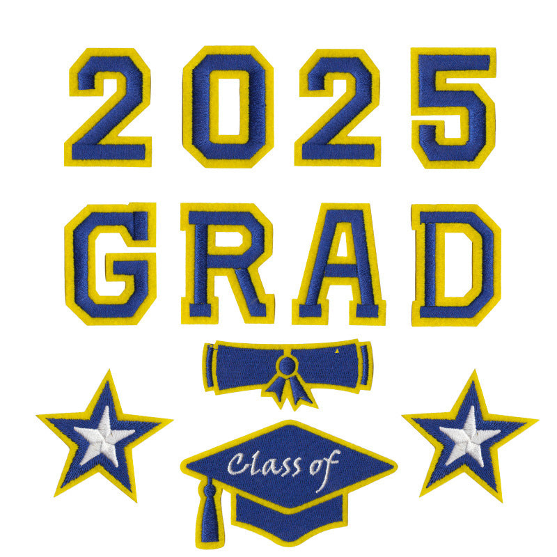 Wholesale Stylish Graduation Iron On Embroidered Patches Set Of 12 Black White Designs For Towels DIY Craft Accessory