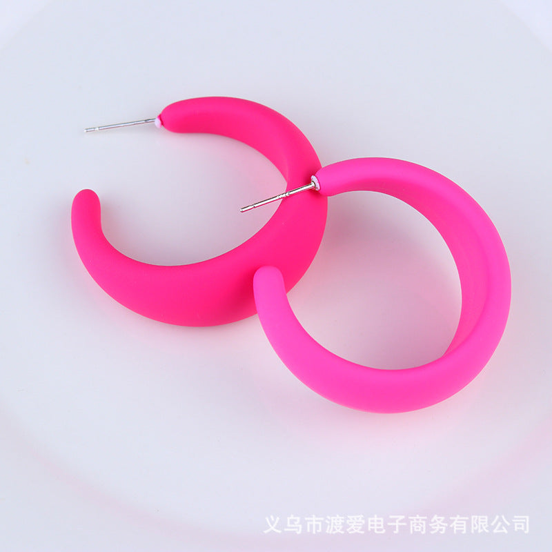 Wholesale Acrylic Baked Paint C-ring Geometric Earrings
