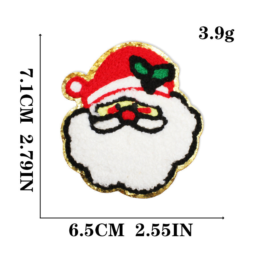 Wholesale Christmas Snowman Embroidered Chenille Sew On Patches Gold Trim For Clothing DIY Craft Supply