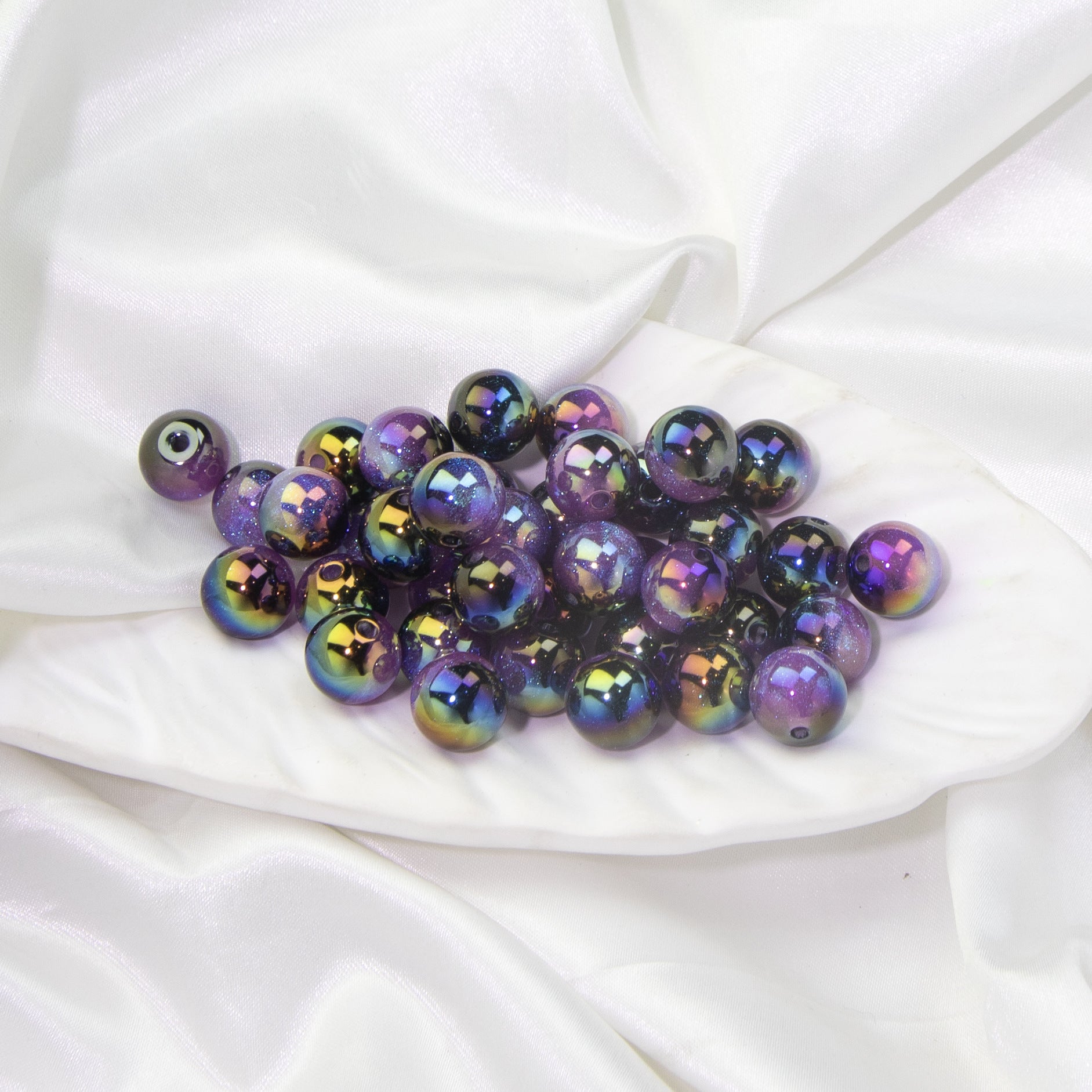 Wholesale 20pcs Starry Sky Two-color Gilded Round Beads