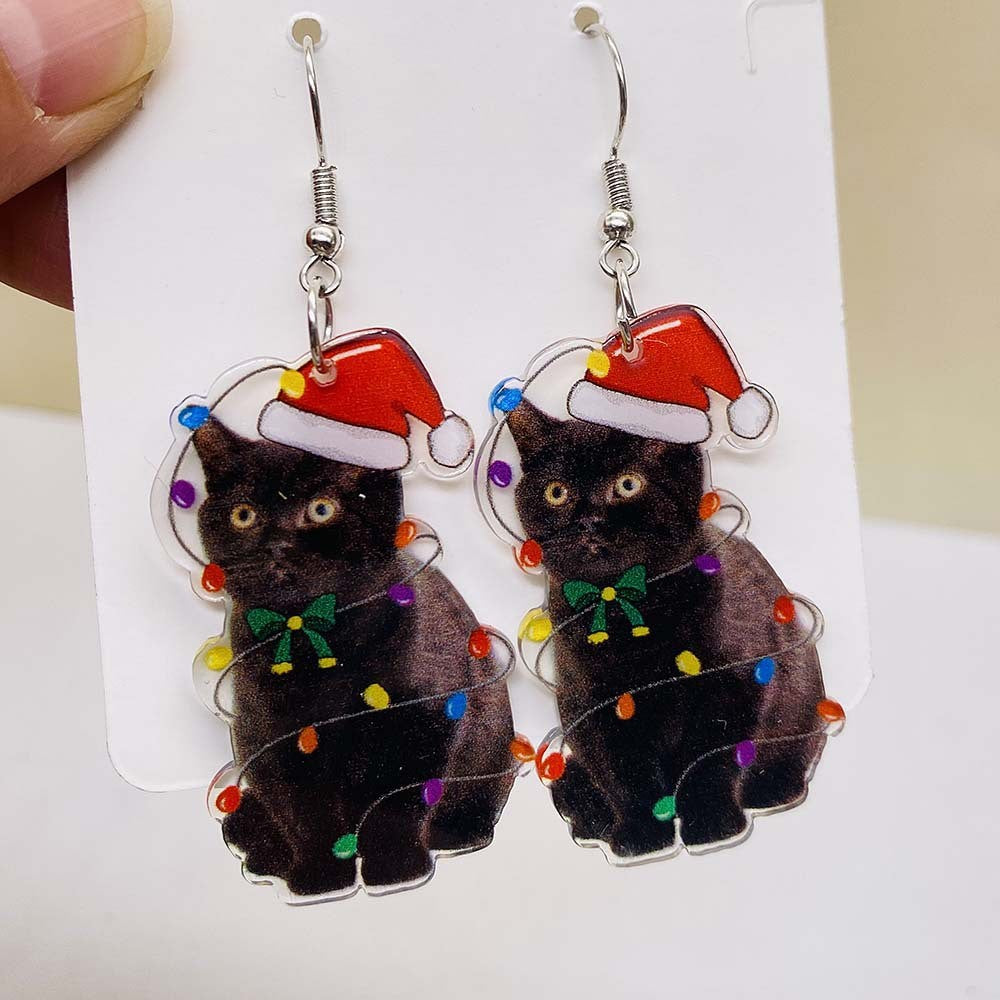 Wholesale Christmas creative acrylic earrings personalized colorful elk earrings