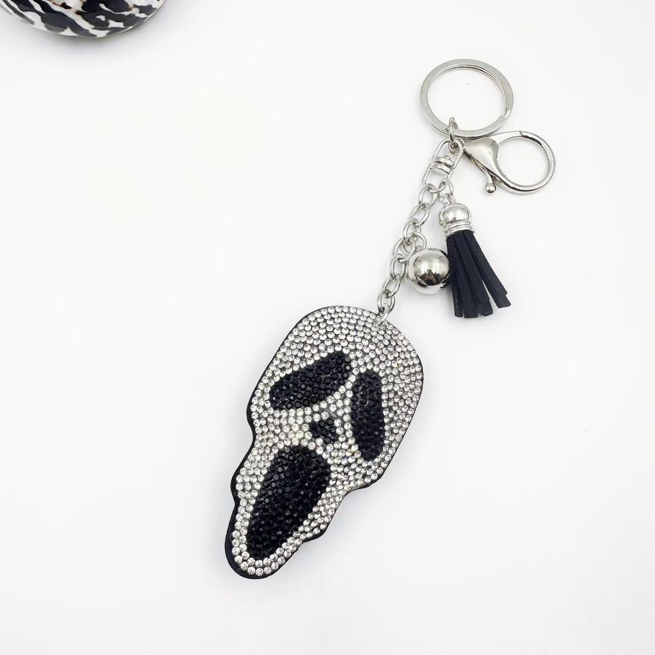 Wholesale 12pcs Hip-Hop Ghost Head Keychain Crystal Gemstone Diamond