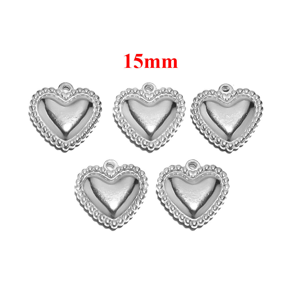 Wholesale 5PCS/PACK Stainless Steel Peach Heart Small Pendant DIY Jewelry Accessories