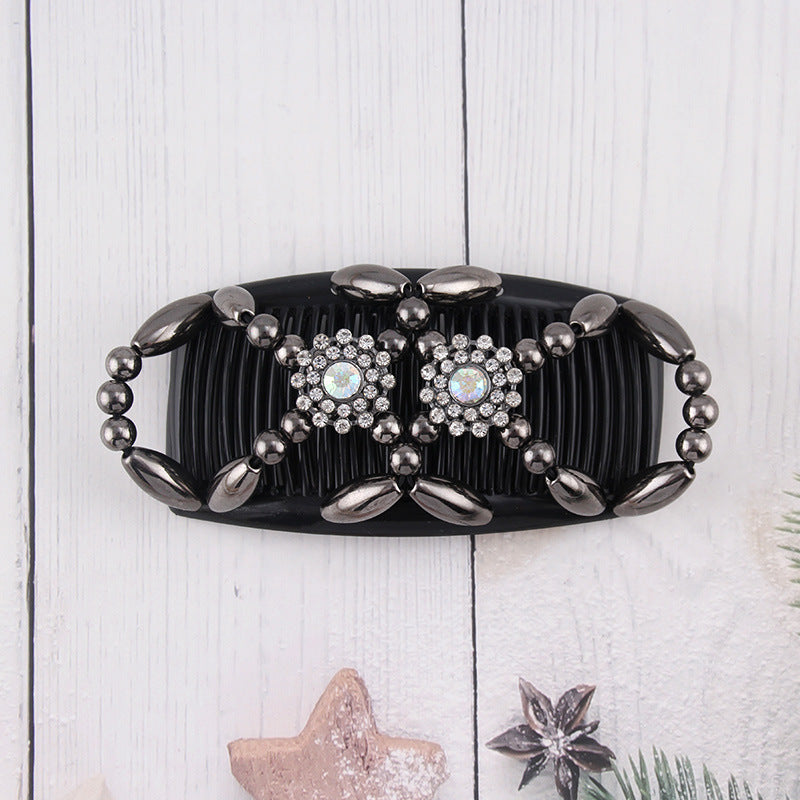 Wholesale Plastic Beaded Double Row Hair Comb