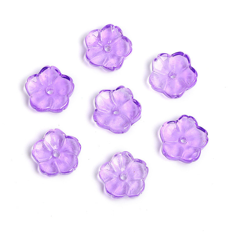 Wholesale 100pcs10mm Glass Transparent Petals Gradient Through Hole Beads DIY Spacer