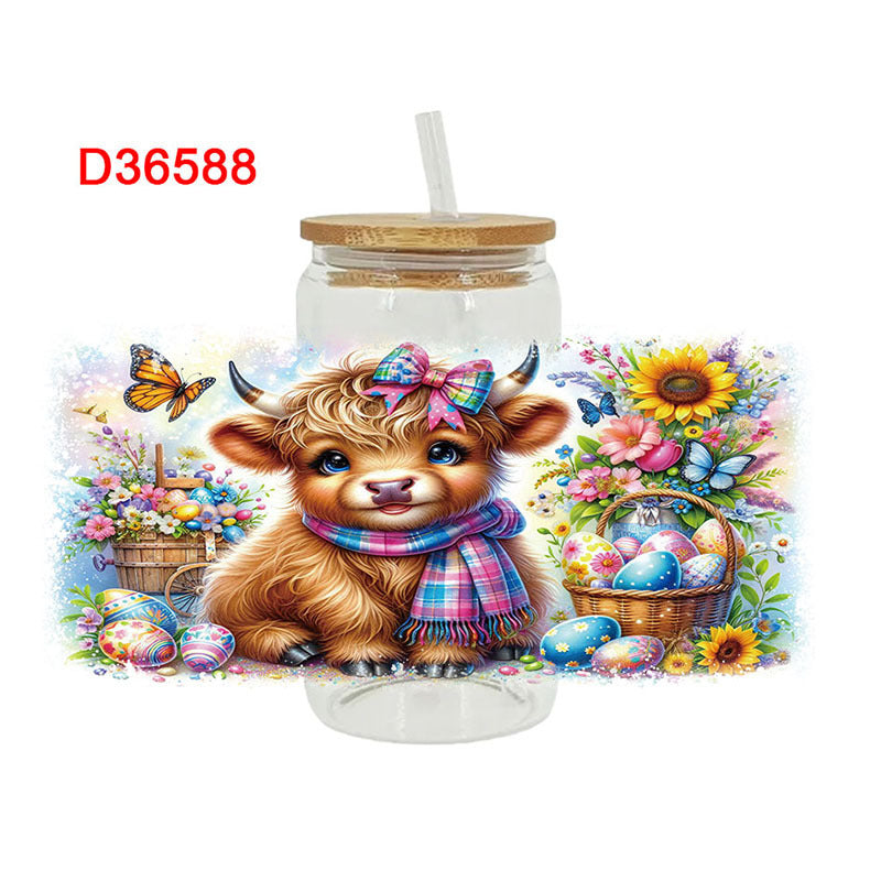 Wholesale UV transfer sticker for glass cups crystal label crystal sticker 16OZ UV DTF WRAPS