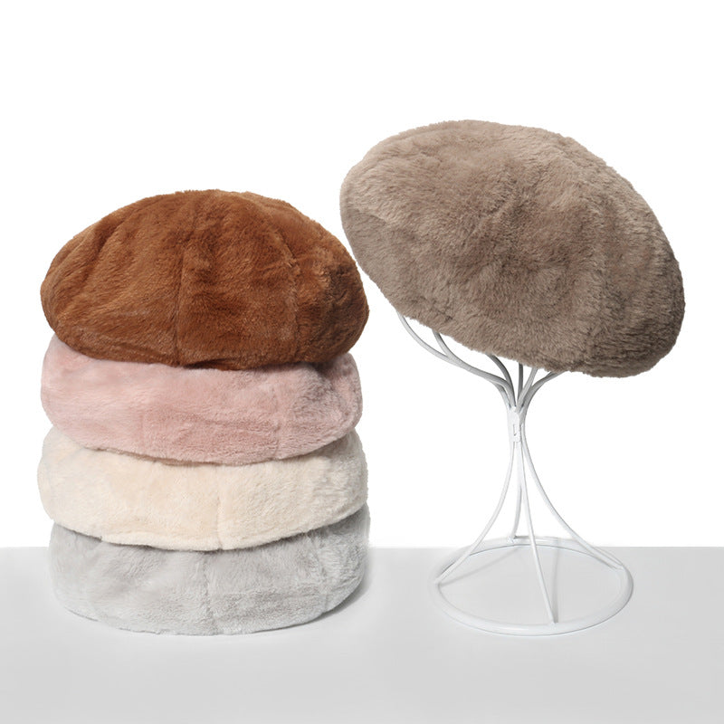 Wholesale Autumn and Winter Solid Color Furgora Beret