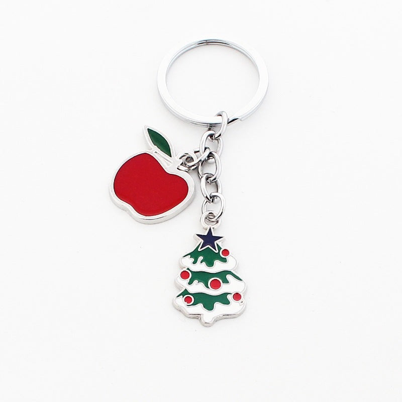 Wholesale Christmas Santa Claus Christmas Hat Drop Oil Zinc Alloy Keychain