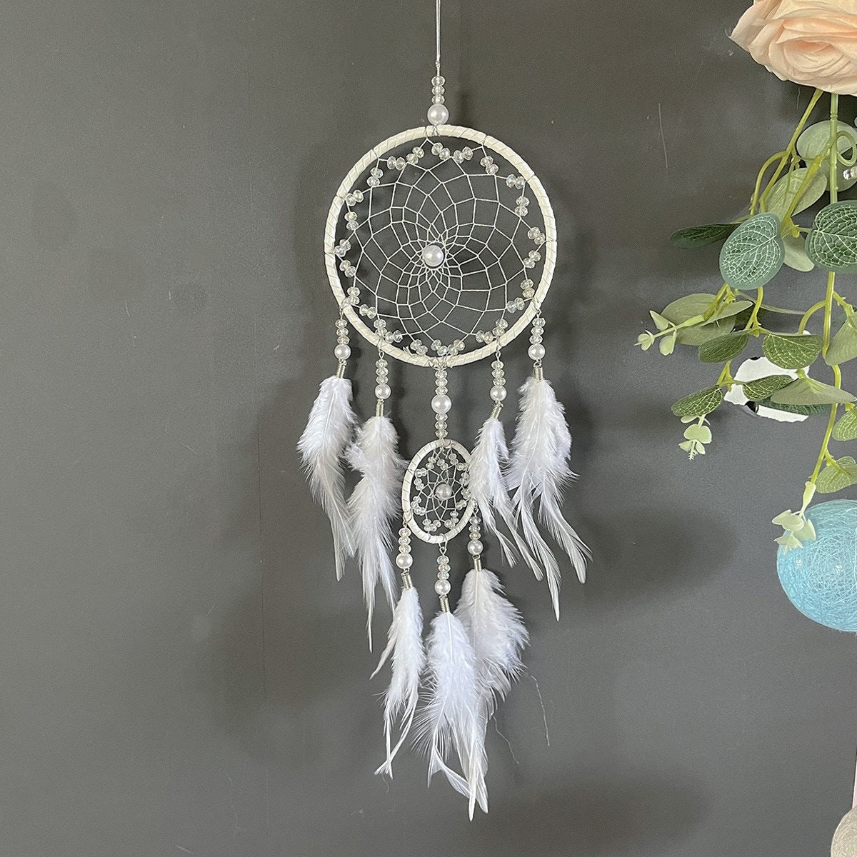 Wholesale Grey Two-Ring Home Dream Catcher
