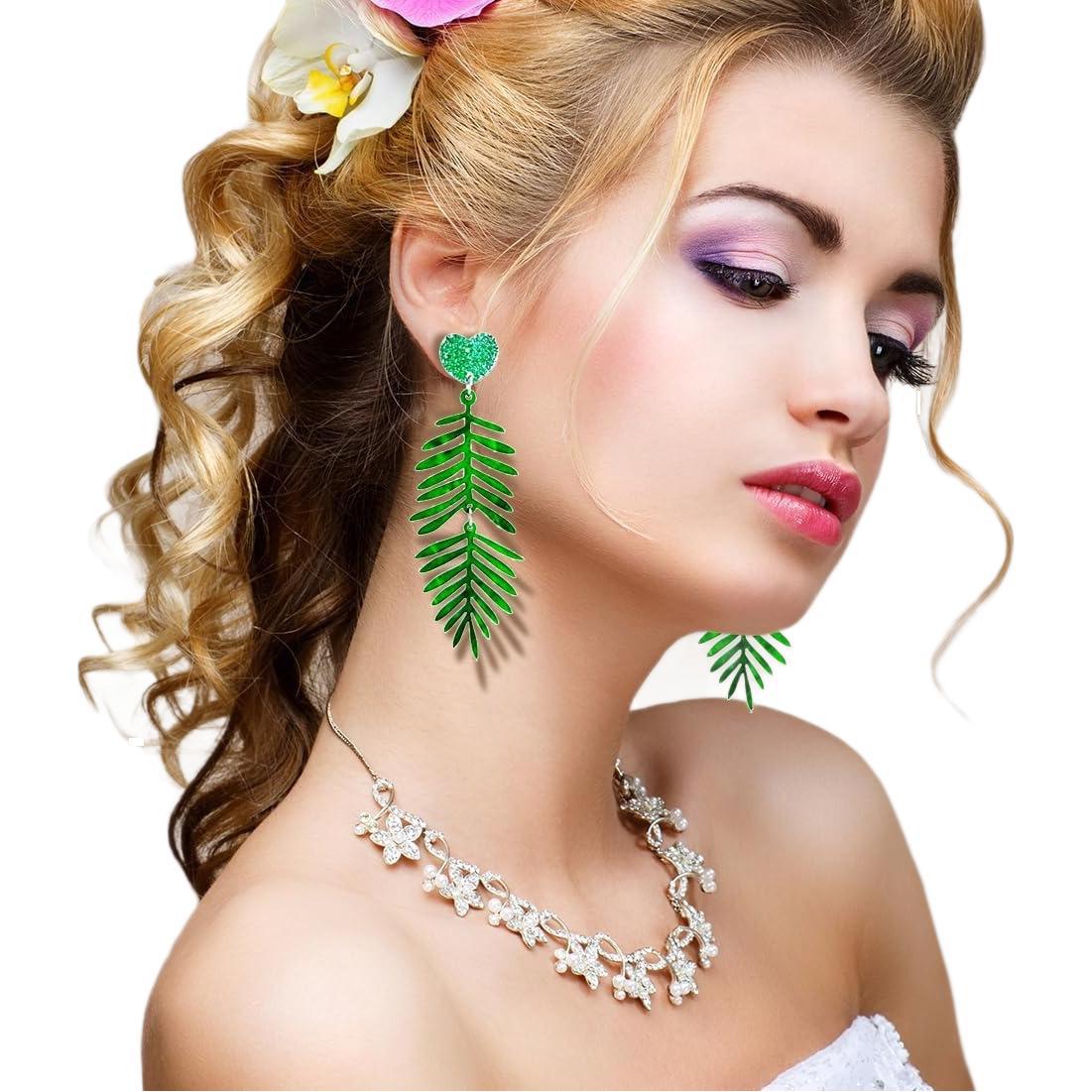 Wholesale 6 pairs of summer coconut tree pineapple palm tree leaf earrings