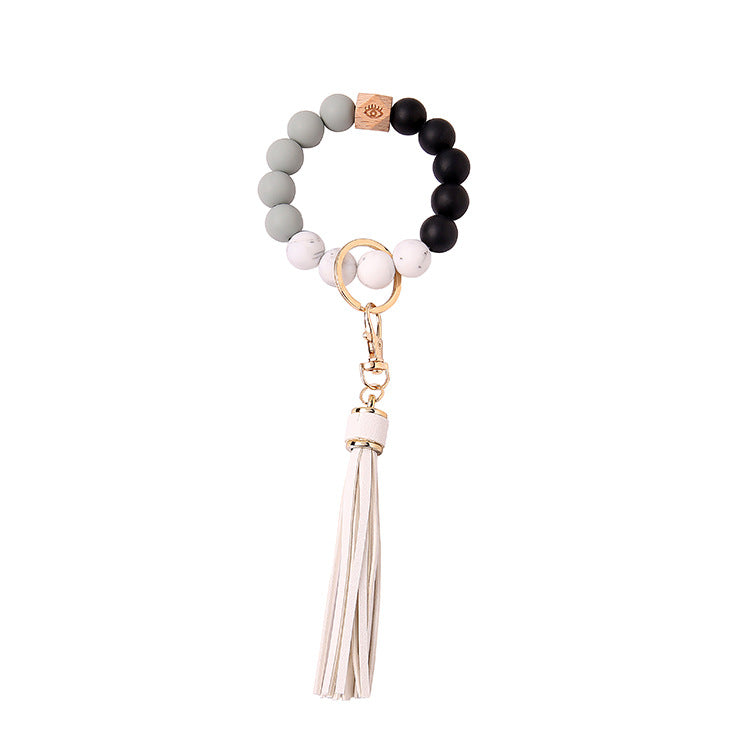 Wholesale Wooden Beads Silicone Beads Tassel Bracelet Keychain