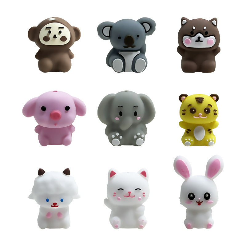 Wholesale 10pcs 3D Silicone Cute Cartoon Animal DIY Beads