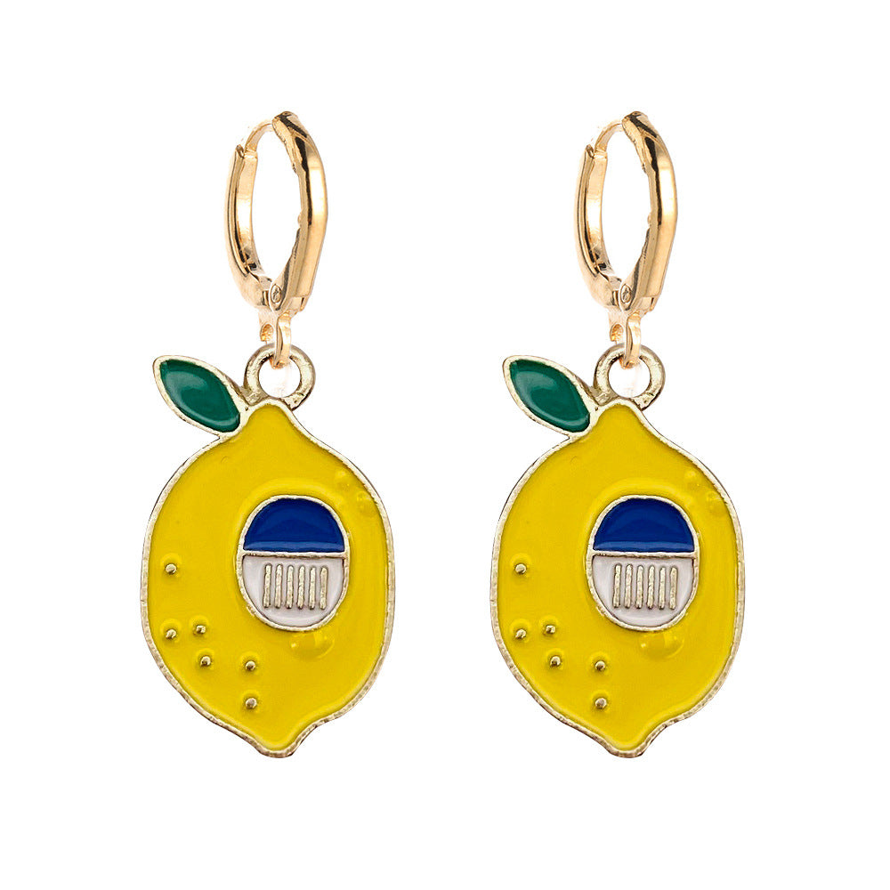 Wholesale Fruit Earrings Lemon Avocado Strawberry Oil Drop Earrings