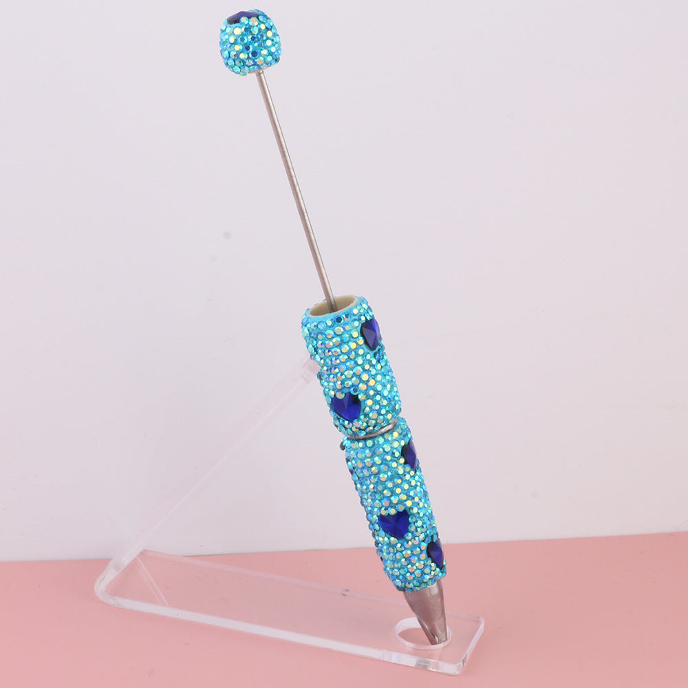 Wholesale  Live Hot Selling Colorful Love Heart Zircon Diamond Pen Ceramic Mud Full Diamond Beaded Pen DIY Beaded Accessories