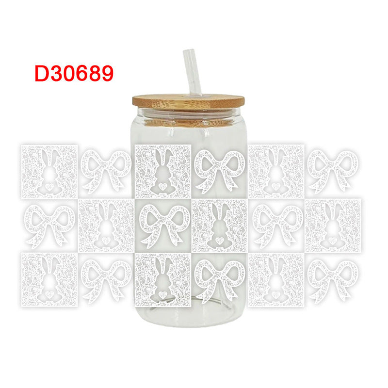 Wholesale Colorful bowknot cartoon rabbit Easter series 16oz Cup UV DTF Wraps