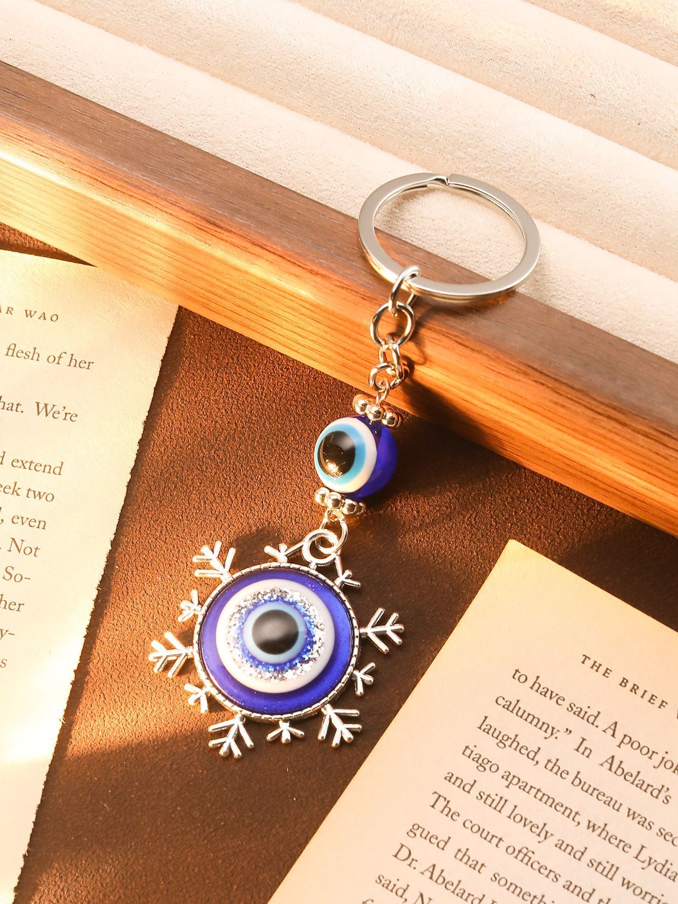 Wholesale Evil Eye Retro Compass Moon Snowflake Keychain