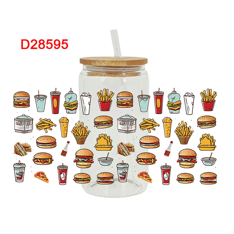 Wholesale Pizza drinks and food series 16oz Cup UV DTF Wraps