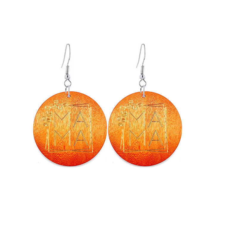 Wholesale Mother's Day Gift MAMA Wooden Earrings