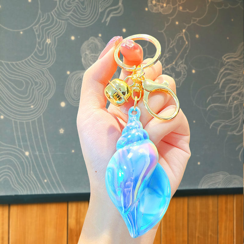 Wholesale Acrylic colorful electroplating conch keychain