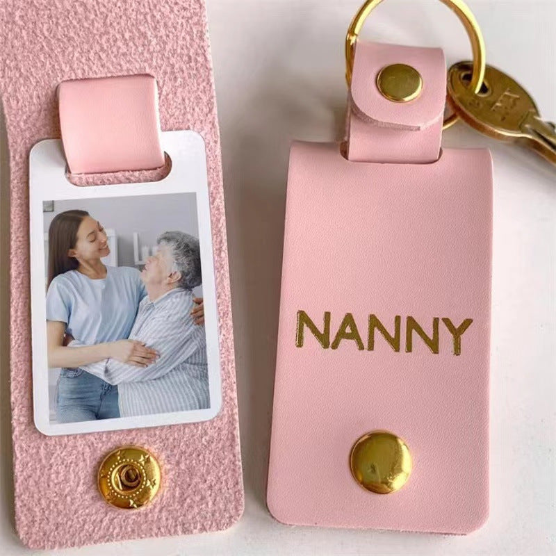 Wholesale Father's Day Photo Box PU Leather Key Tag Pendant