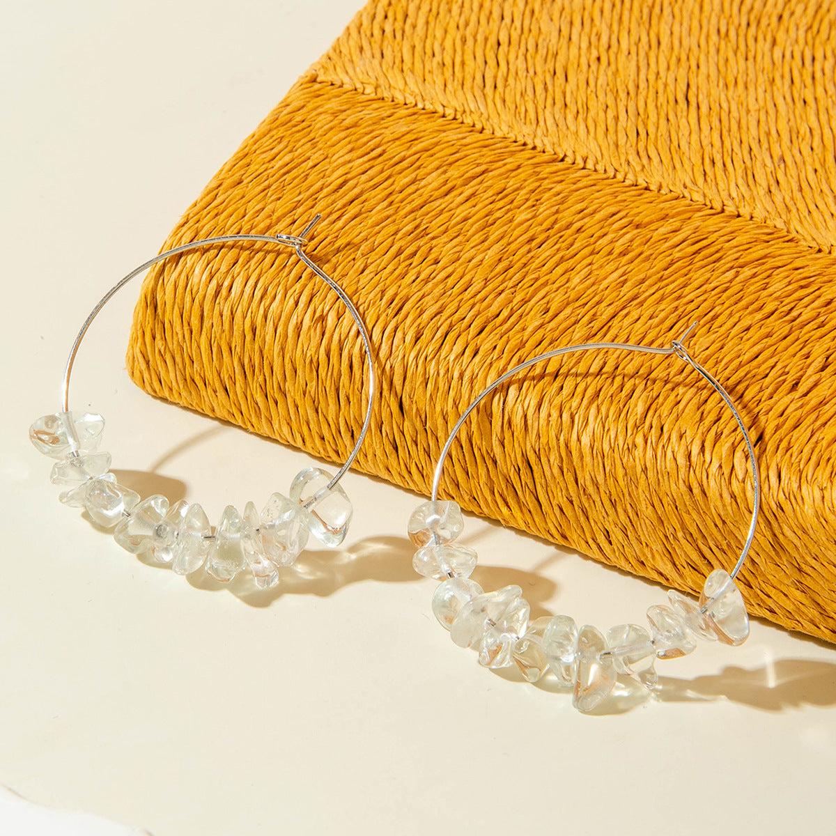 Wholesale  10pcs Versatile irregular crystal gravel Hoop Earrings